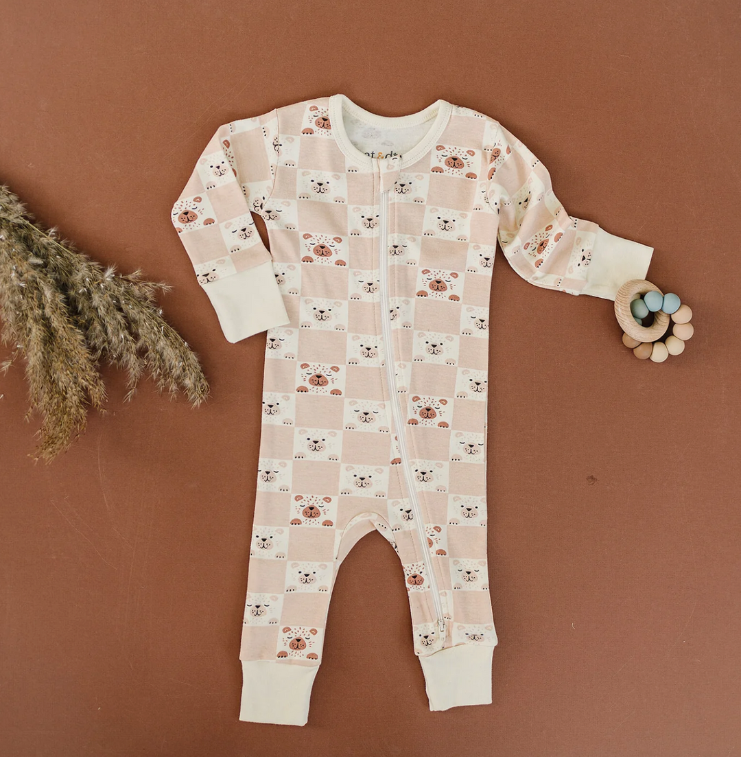 ROMPER ZIPPY CHECKERED BEAR