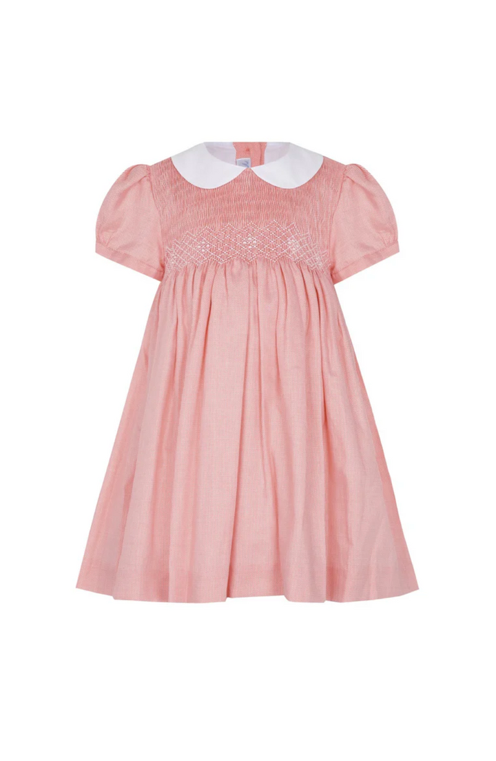 BABY DRESS SMOCKED CORAL