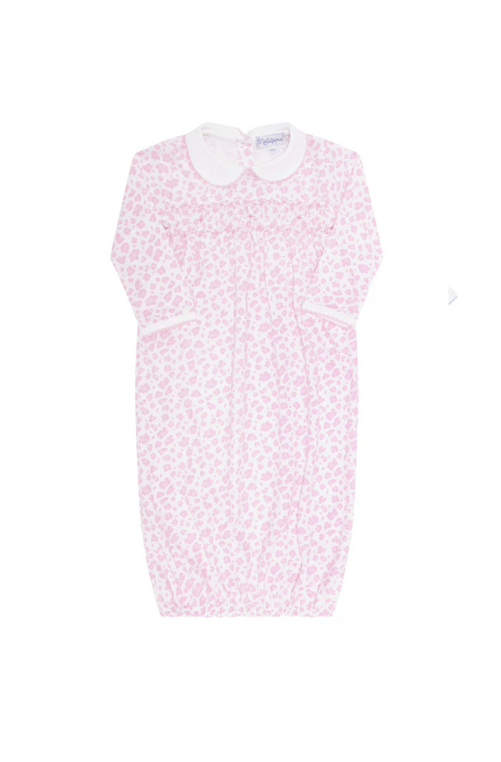 GOWN CHEETAH SMOCKED PINK