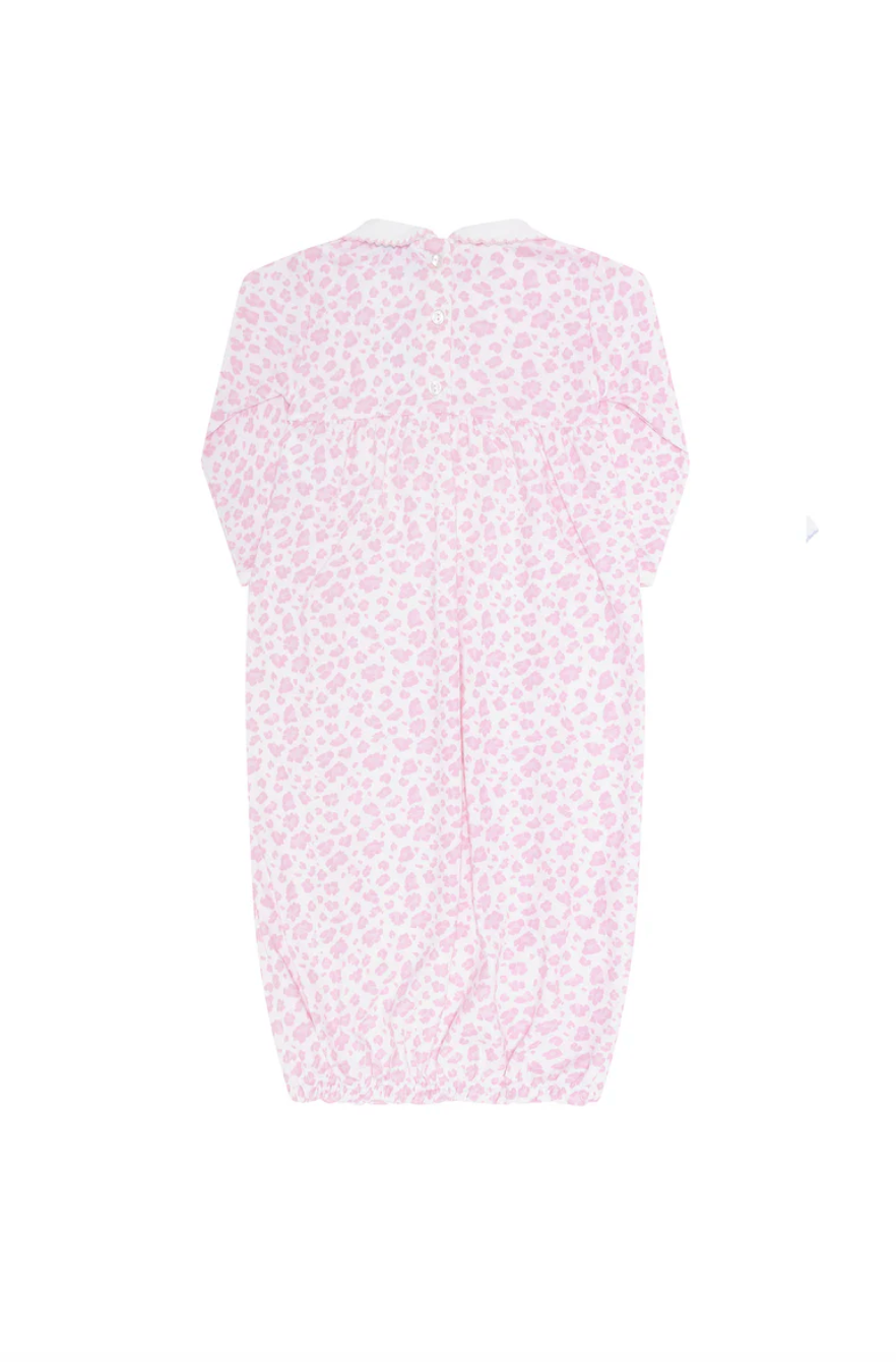 GOWN CHEETAH SMOCKED PINK