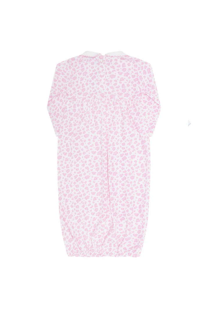 GOWN CHEETAH SMOCKED PINK
