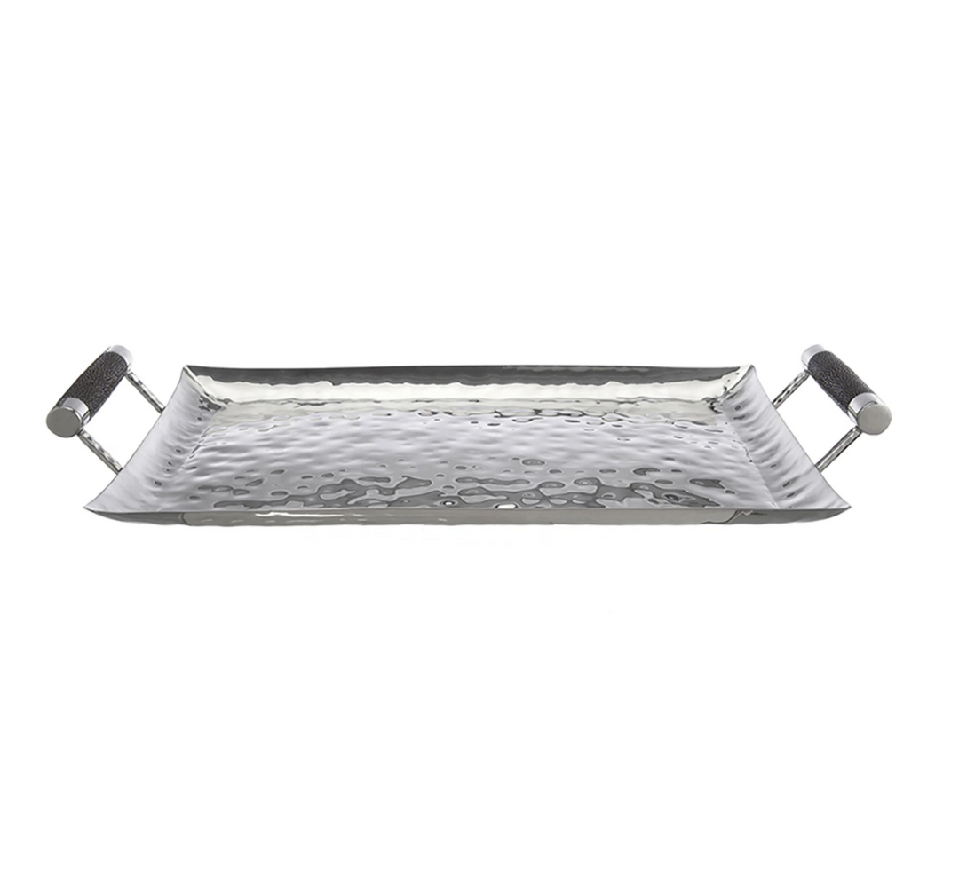 TRAY FORGED S/S SHAGREEN HANDLES 20"X13"