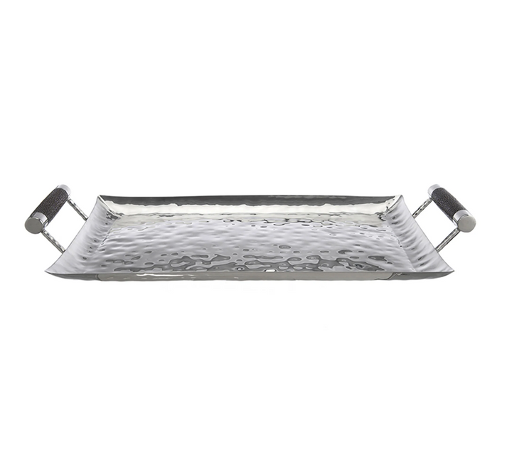 TRAY FORGED S/S SHAGREEN HANDLES 20"X13"