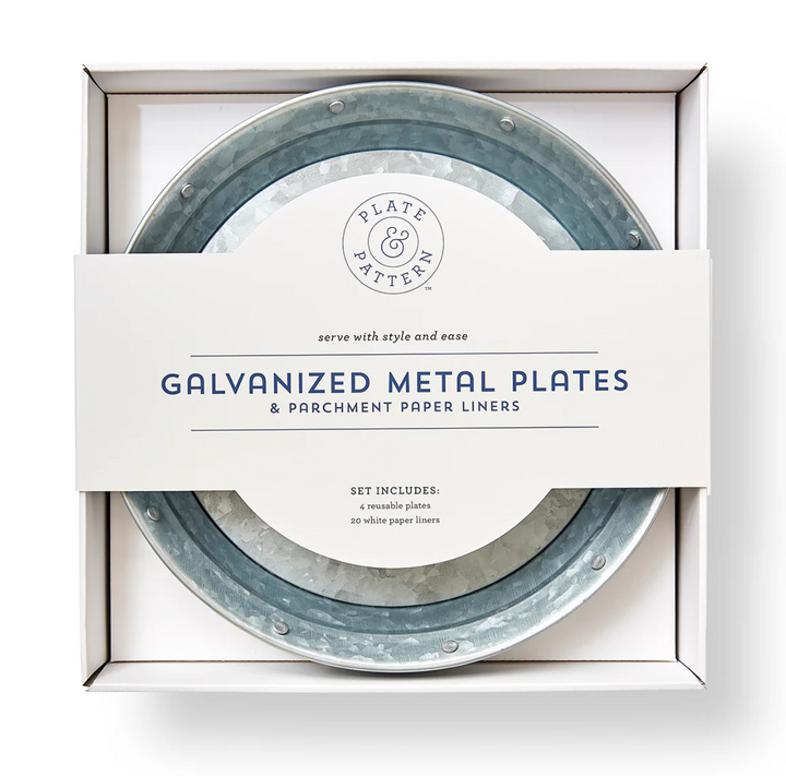BOXED PLATES METAL GALVANIZED S/4