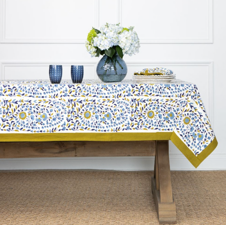 TABLECLOTH BLUE & OCHRE