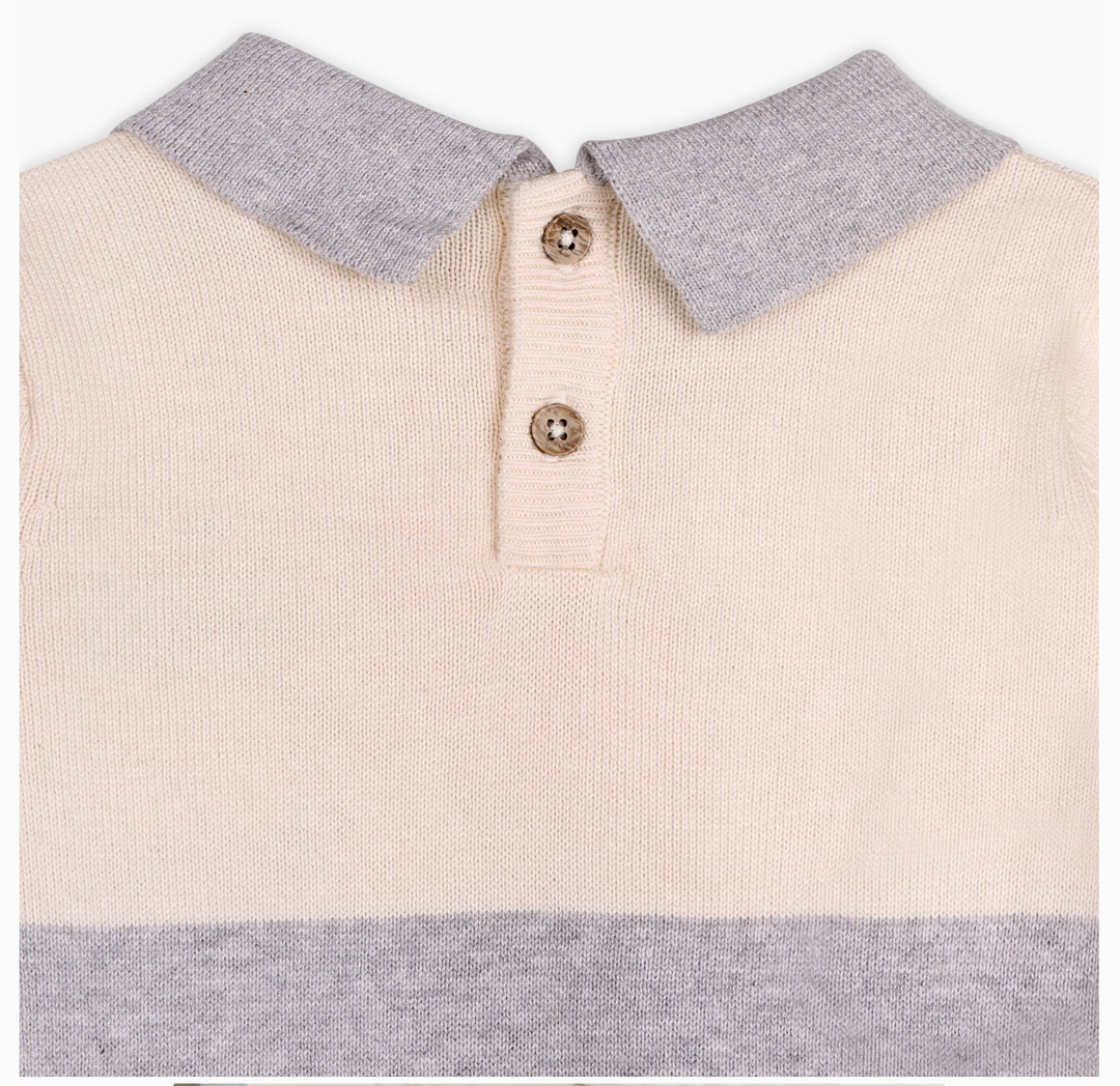 PULLOVER APPLIQUE TEDDY BEAR CUDDLY W/ COLLAR