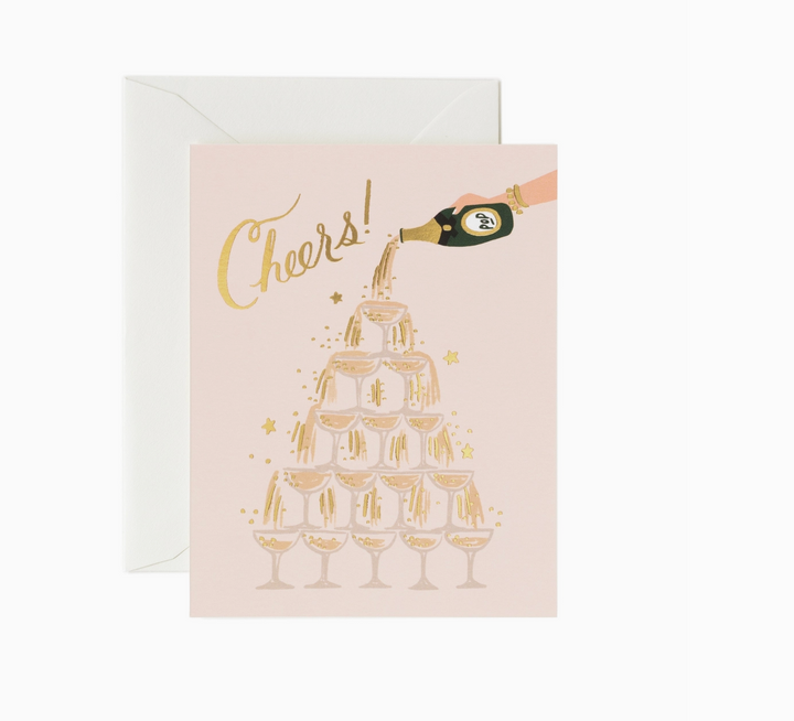 GREETING CARD "CHAMPAGNE TOWER CHEERS"