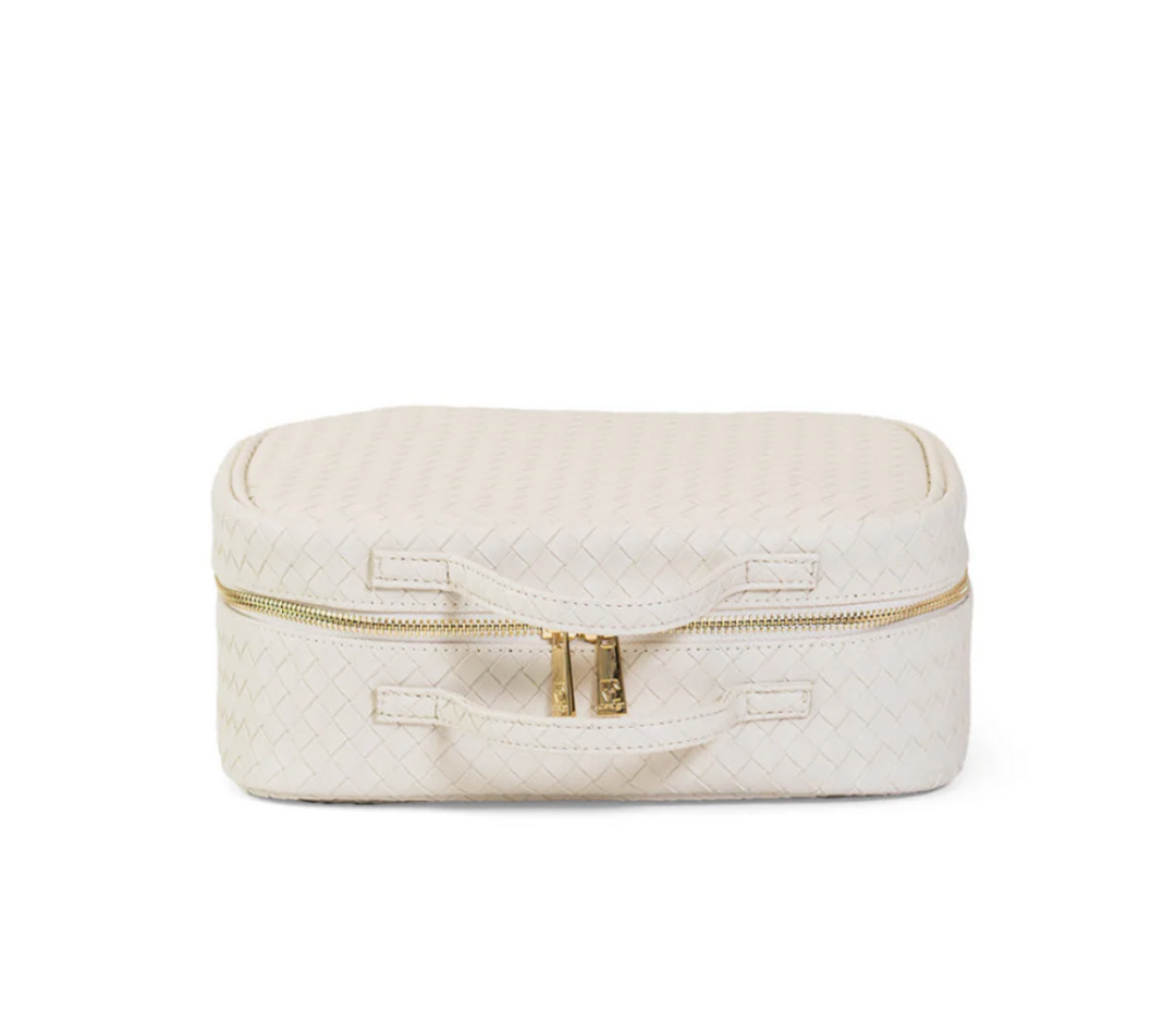 COSMETIC TOILETRY LUXE CASE - WOVEN SAND