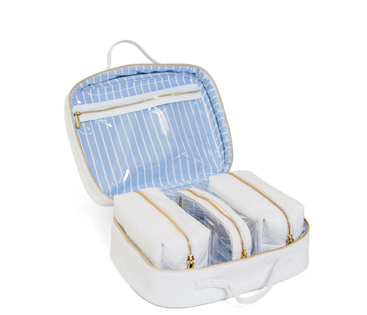 COSMETIC TOILETRY LUXE CASE - WOVEN BLANC