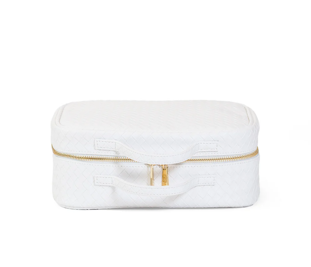 COSMETIC TOILETRY LUXE CASE - WOVEN BLANC