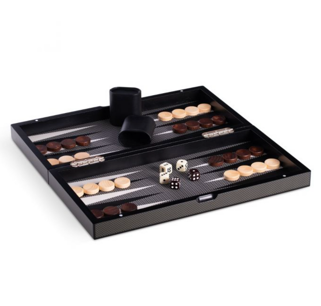 BACKGAMMON SET 15.5" CARBON FIBER