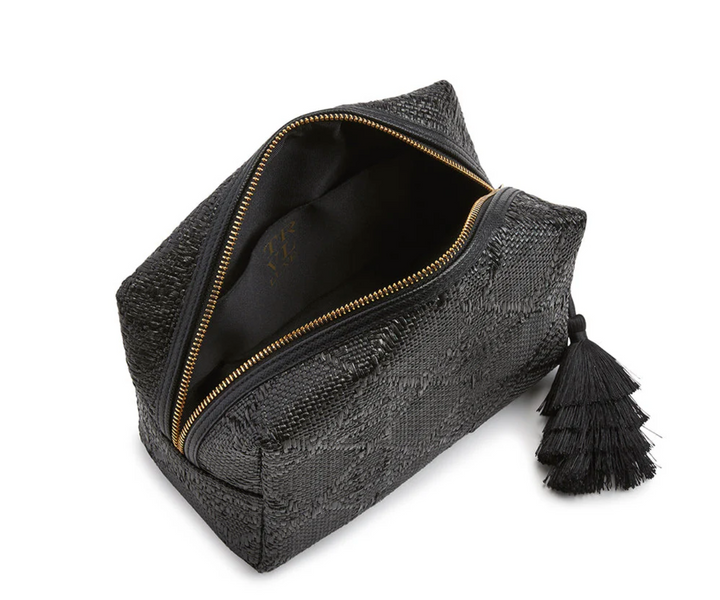 TOILETRY BAG STRAW CANE MIDNIGHT