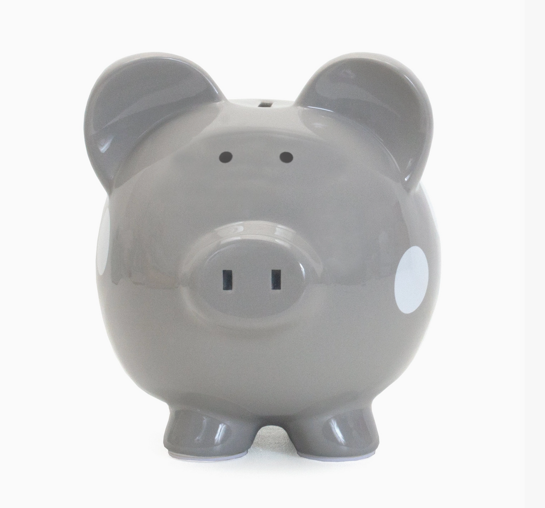 BANK PIGGY GRAY WHITE