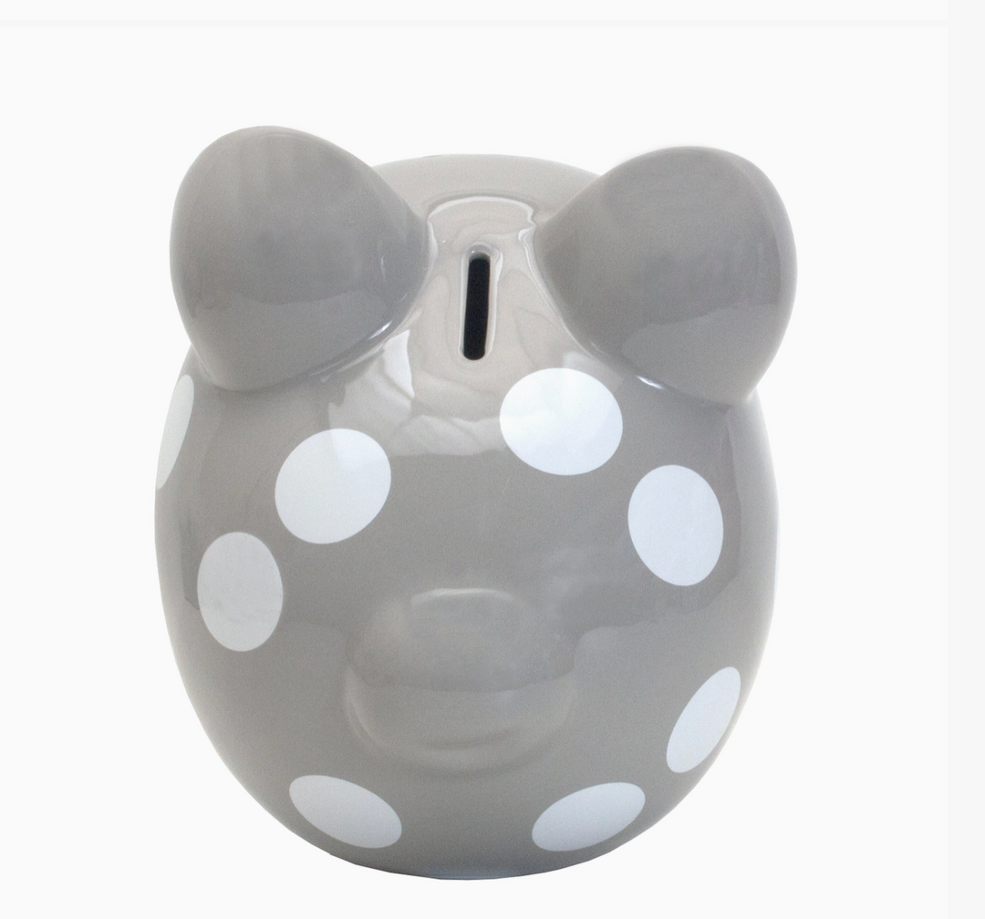 BANK PIGGY GRAY WHITE