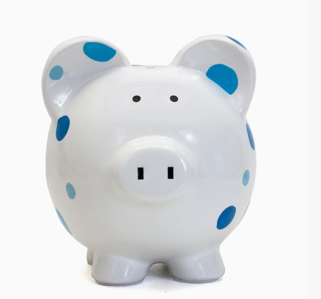 BANK PIGGY BLUE DOTS