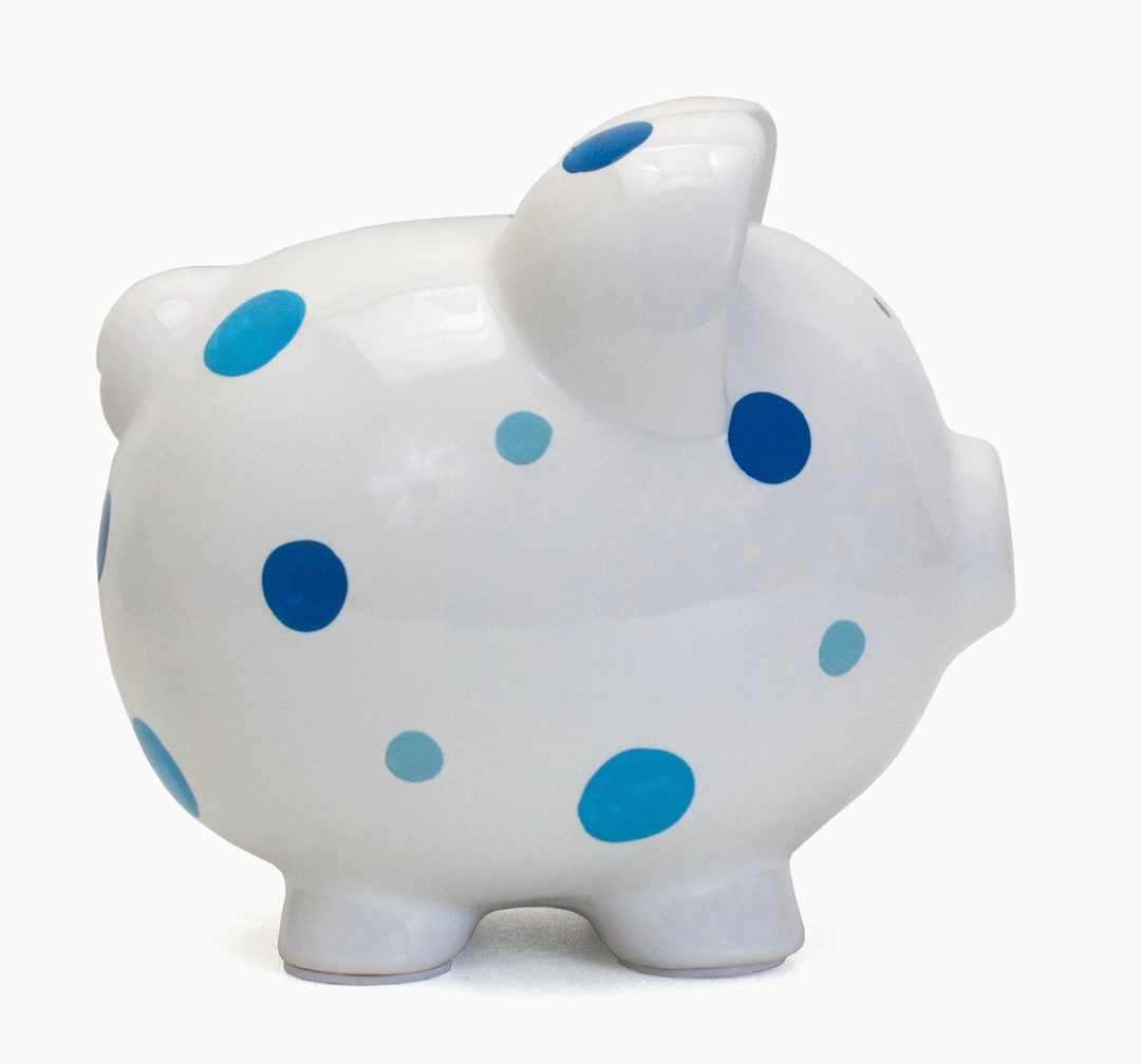 BANK PIGGY BLUE DOTS