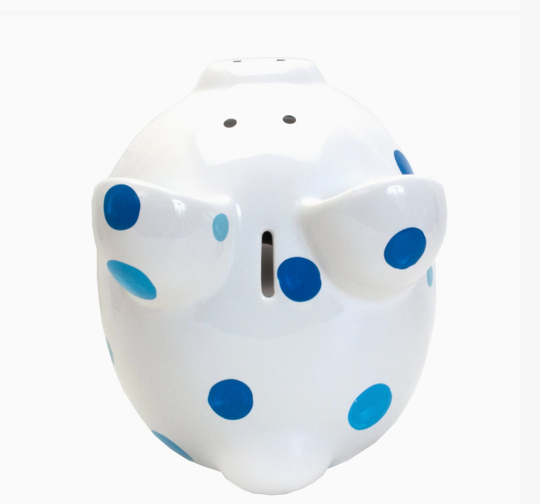 BANK PIGGY BLUE DOTS