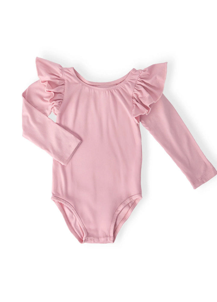 BODYSUIT VINTAGE PINK FLUTTER LONG SLEEVE