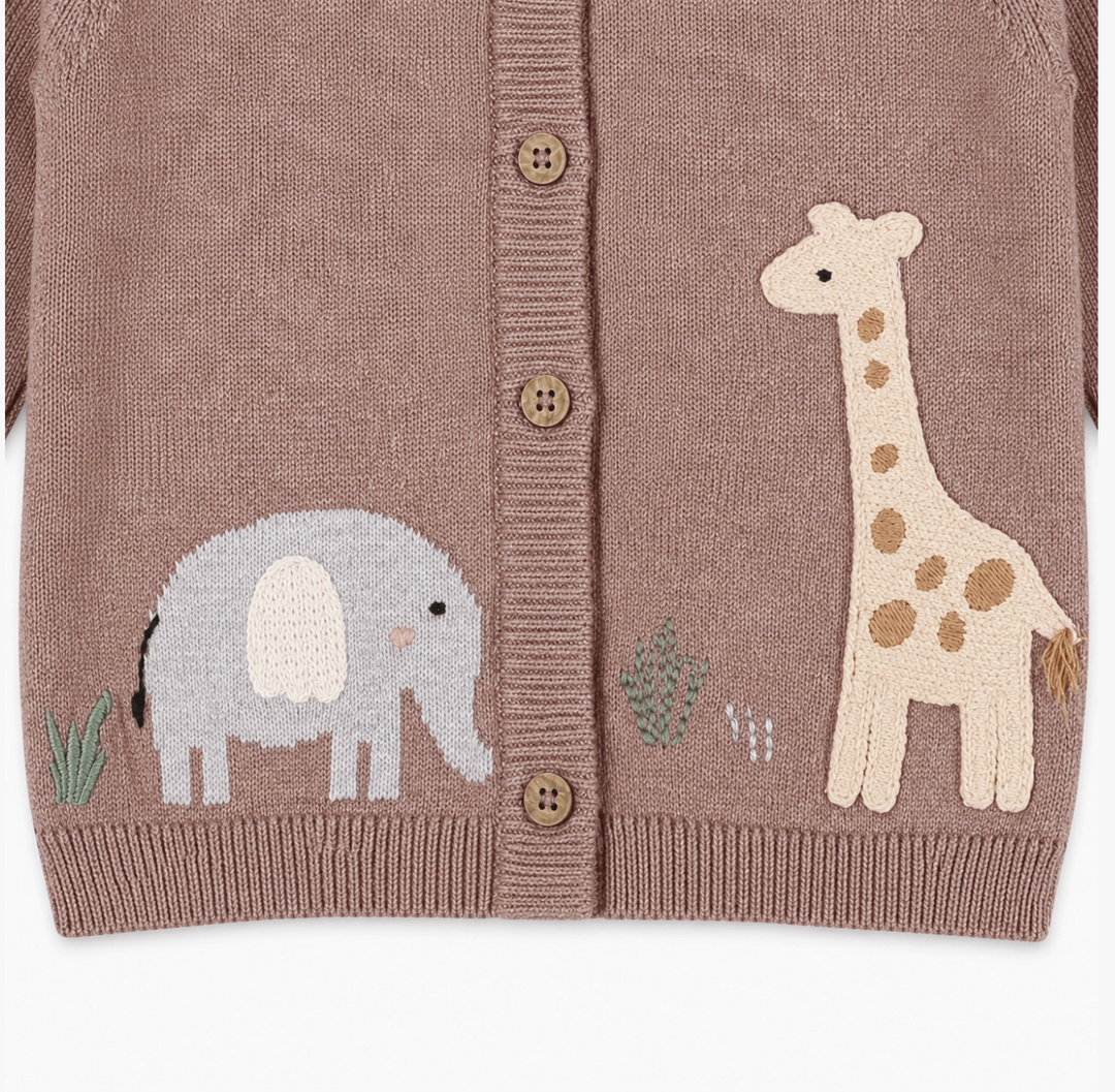 CARDIGAN ELEPHANT GIRAFFE CAFE LATTE