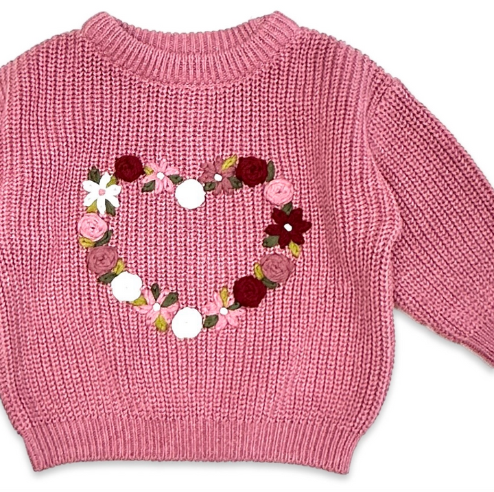 CARDIGAN ROSE HEART BUBBLEGUM PINK