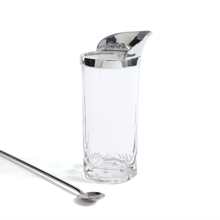 COCKTAIL SHAKER W/ STIRRER PEWTER & GLASS