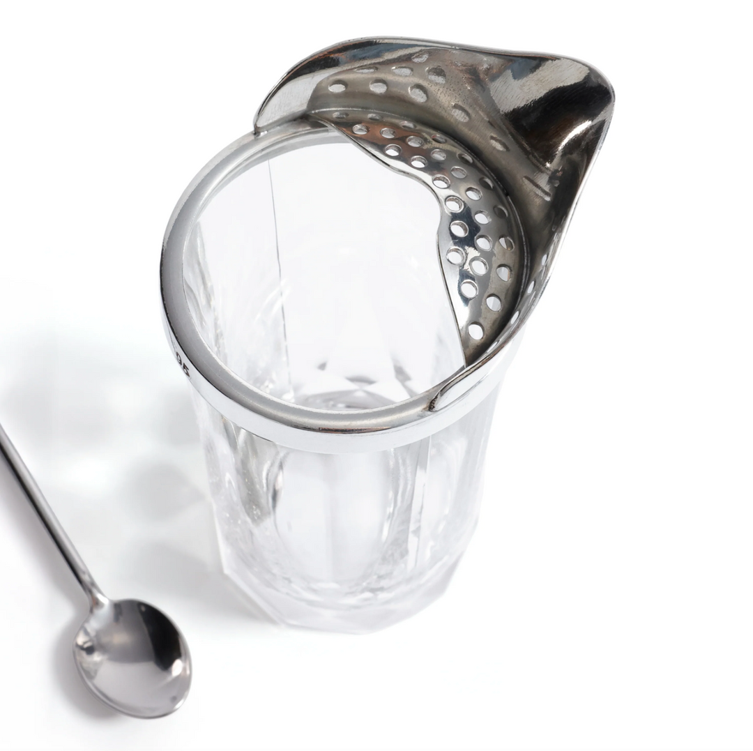 COCKTAIL SHAKER W/ STIRRER PEWTER & GLASS