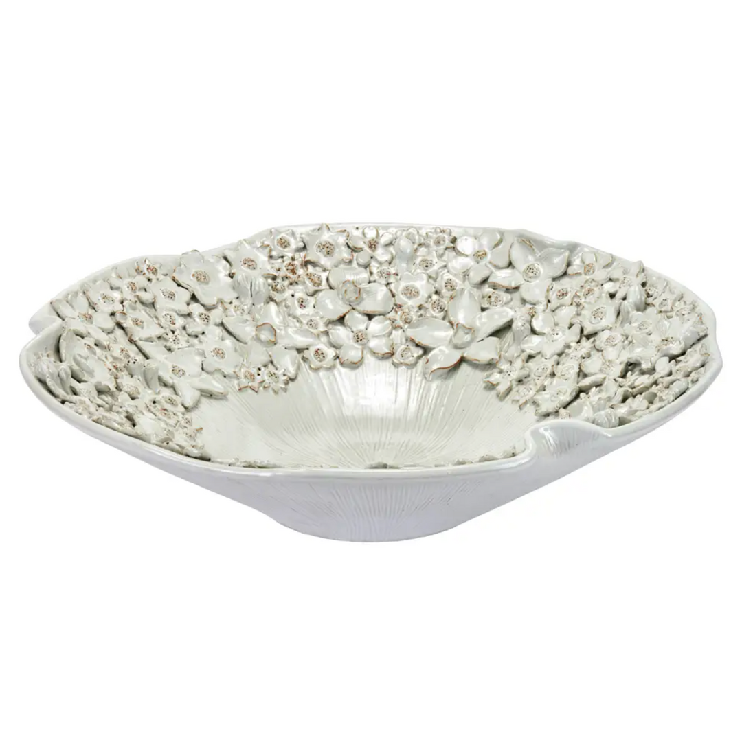 BOWL PLATTER CREAM CERAMIC FLORAL