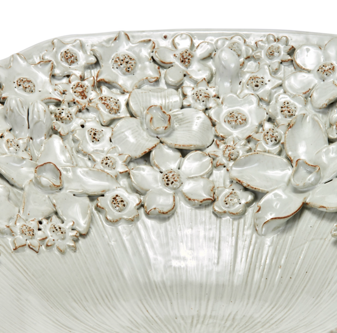 BOWL PLATTER CREAM CERAMIC FLORAL