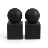 BOOKENDS BALL ON CUBE BLACK