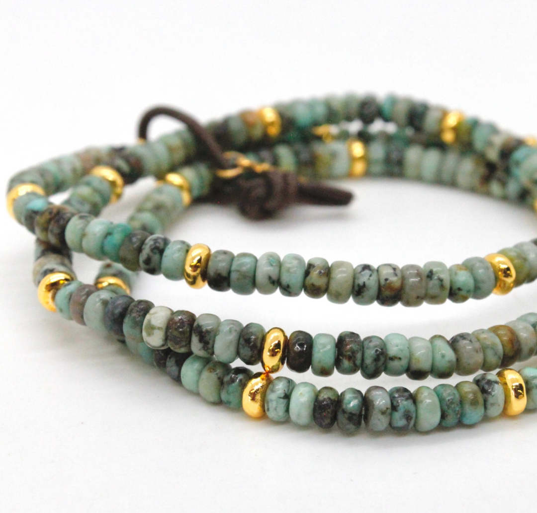 BRACELET AFRICAN TURQUOISE AND GOLD