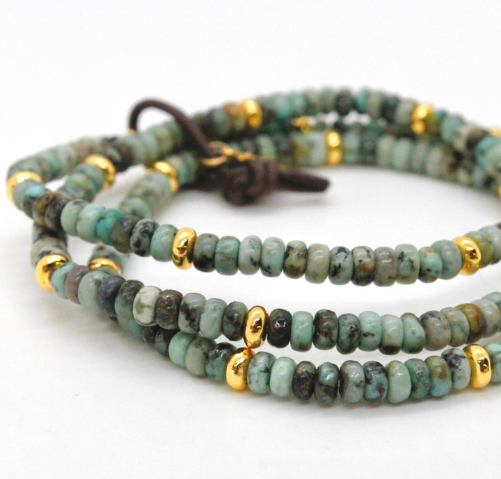 BRACELET AFRICAN TURQUOISE AND GOLD