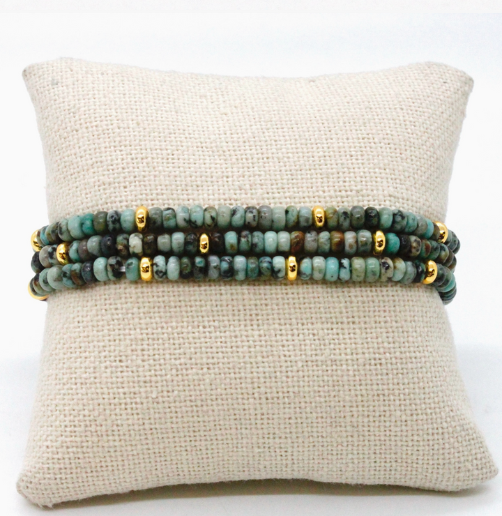 BRACELET AFRICAN TURQUOISE AND GOLD