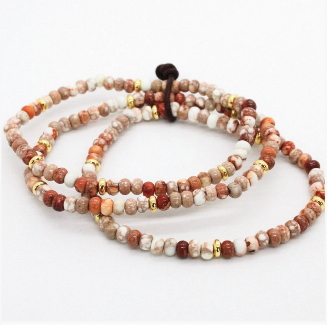 BRACELET IVORY JASPER AND GOLD