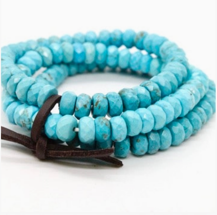 BRACELET RICH TURQUOISE RONDELLE BEAD