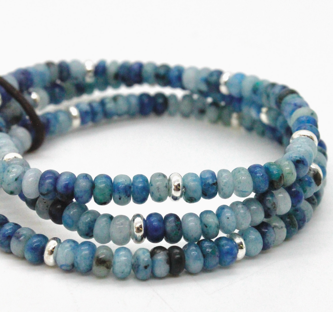 BRACELET BLUE LINE JASPER + SILVER