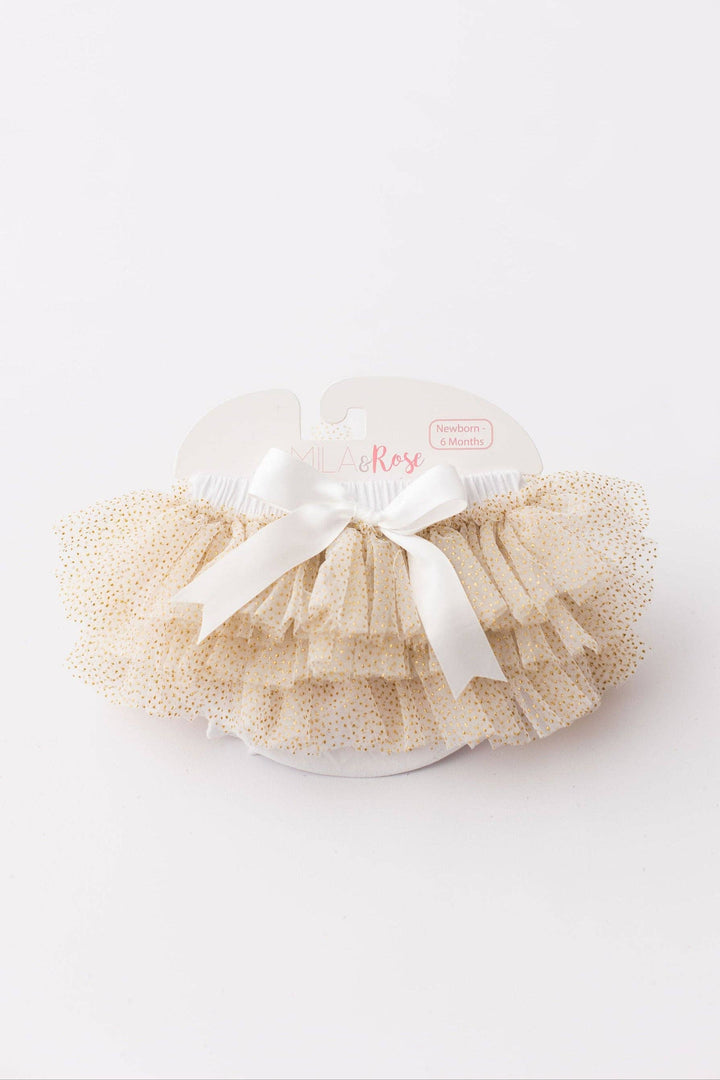 TUTU BLOOMER WHITE&GOLD GLITTER RUFFLE