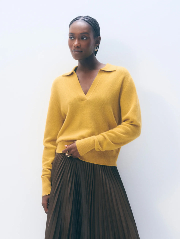 POLO TOP CASHMERE CHARTREUSE YELLOW