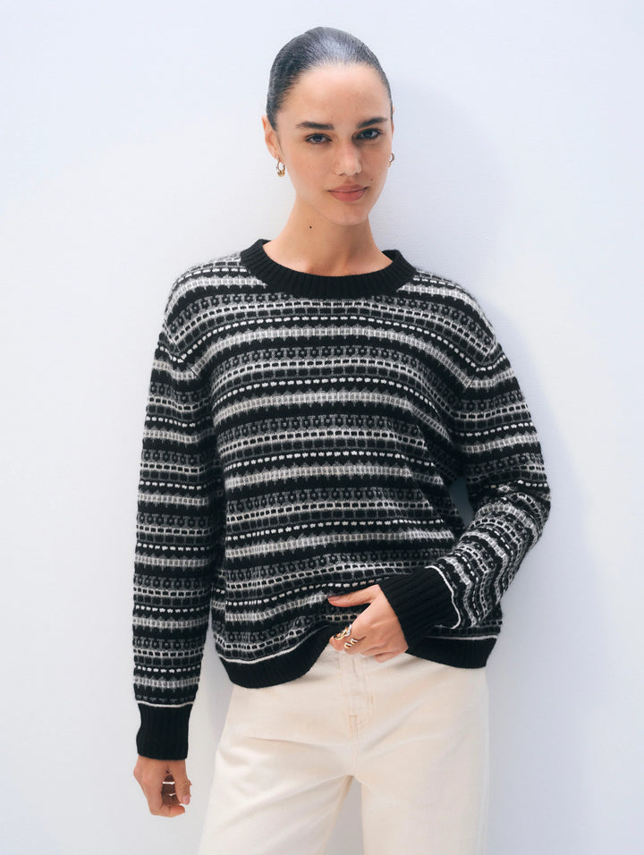 CREWNECK CASHMERE BLACK COMBO