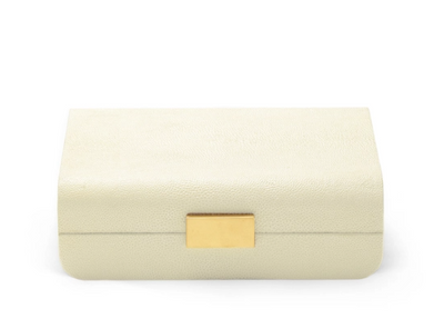 AERIN JEWELRY BOX MODERN SHAGREEN CREAM (AVAILABLE IN 2 SIZES)