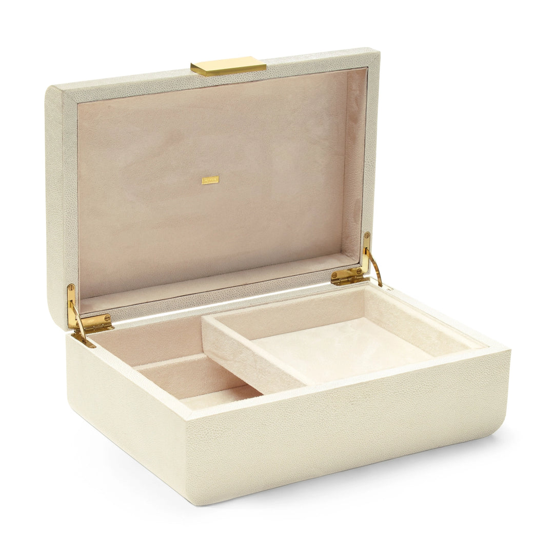 JEWELRY BOX MODERN SHAGREEN CREAM
