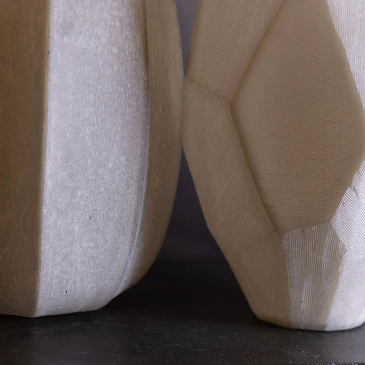 VASE STONE CUT BROWN 12.5"