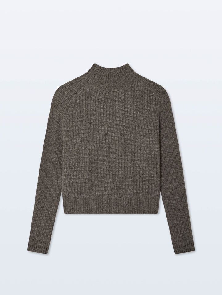 STANDNECK CASHMERE LUXE WAFFLE ASHEN BROWN