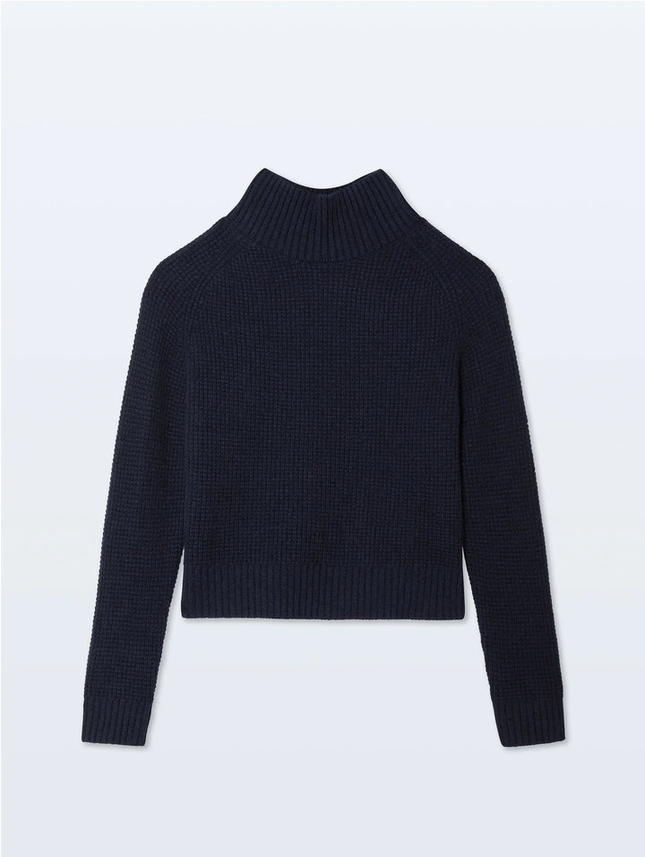 STANDNECK CASHMERE LUXE WAFFLE DEEP NAVY
