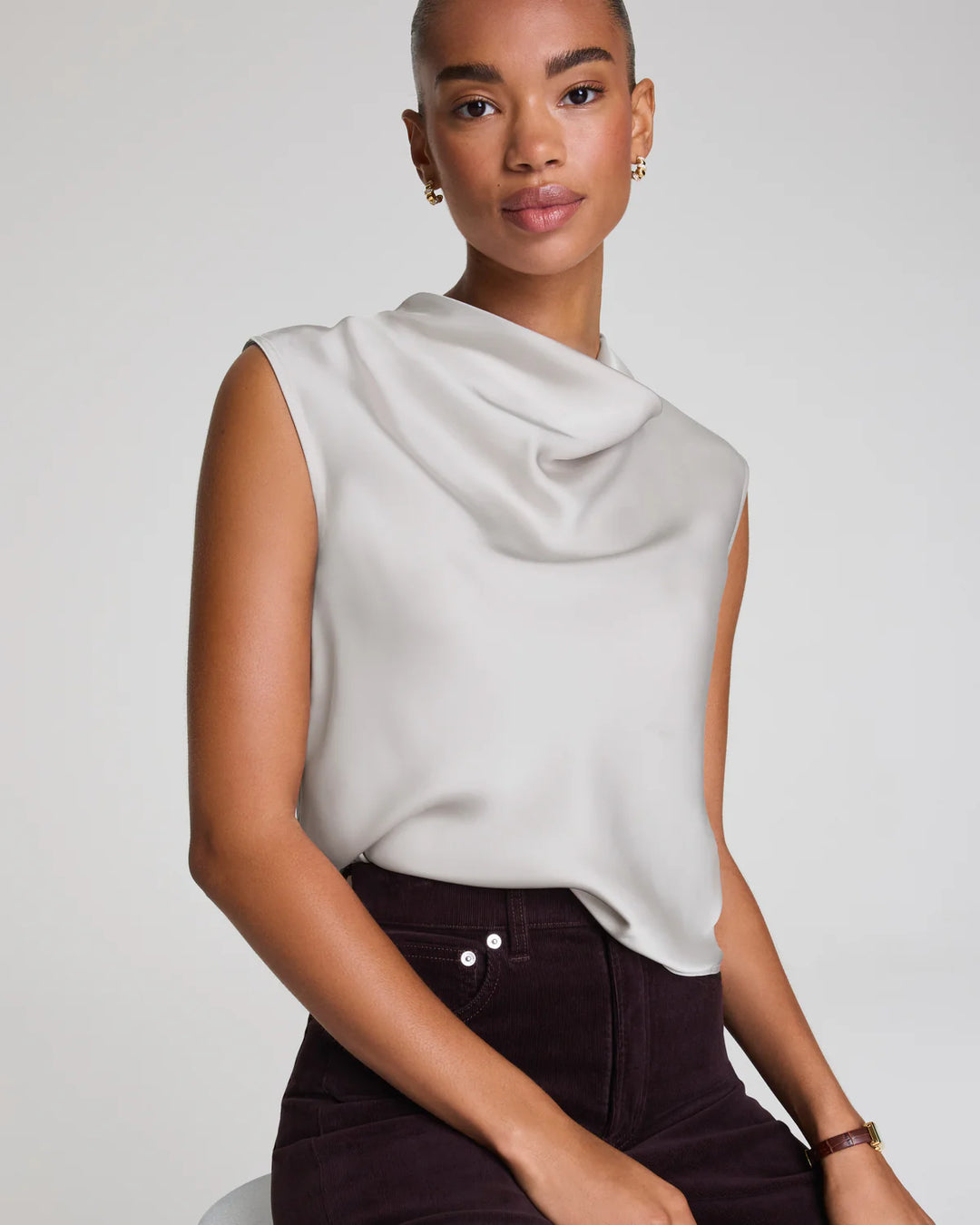 SLEEVELESS COWL NECK TOP