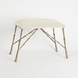 BENCH UPHOLSTERED ANTIQUE BRASS SMALL