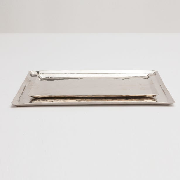 TRAY HAMMERED NICKEL METAL (Available in 2 Sizes)