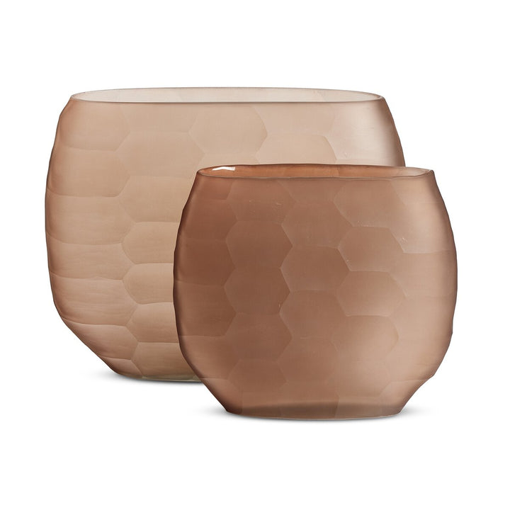 VASE TEXTURED GLASS BROWN