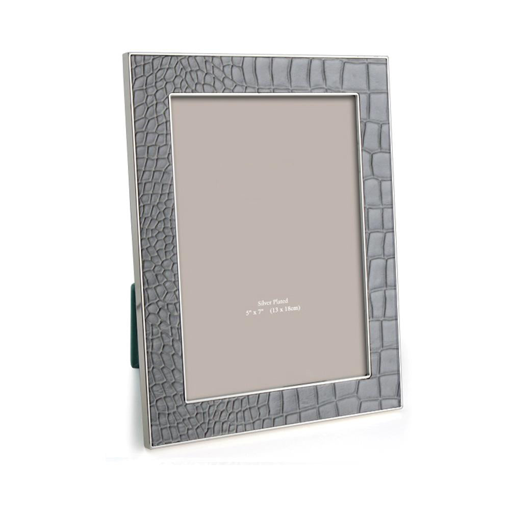 FRAME DOVE GREY FAUX CROC & SILVER  (Available in 2 Sizes)