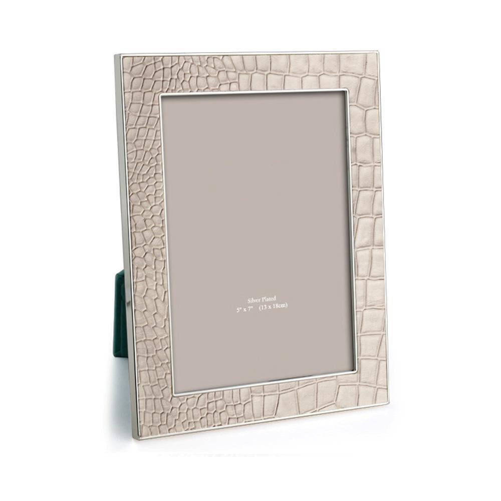 FRAME CREAM FAUX CROC & SILVER (Available in 2 Sizes)