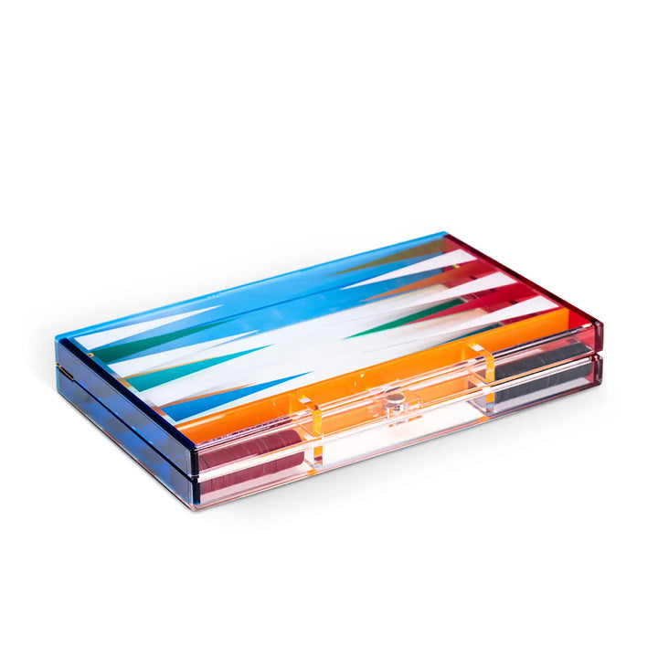 BACKGAMMON SET ACRYLIC MULTICOLOR 14"